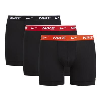 Nike Everyday Cotton Boxershort Brief 3-Pack Zwart Oranje Rood Zwart