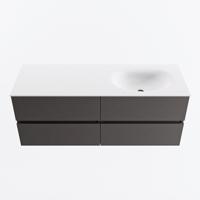MONDIAZ VICA 130cm badmeubel onderkast Dark Grey 4 lades. Wastafel MOON rechts zonder kraangat, kleur Talc. - thumbnail