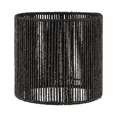 Papieren Woven Lampenkap - Cilindrisch - Black - Moderne stijl - ø20 x 17 cm - E27 fitting - Voor Wandlampen en Tafellampen - Ontworpen voor woonkamer en eetkamer