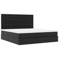 Ottoman bed met matras 180x200cm kunstleer zwart - thumbnail