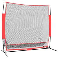 VidaXL Honkbalnet draagbaar 215x107x216 cm polyester zwart en rood - thumbnail