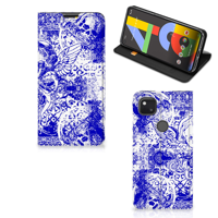 Mobiel BookCase Google Pixel 4a Angel Skull Blauw - thumbnail