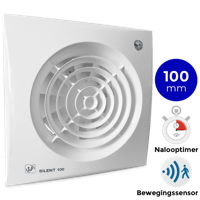 S&P Silent 100 CDZ TIMER + BEWEGINGSSENSOR Badkamer/ toilet ventilator - Ø100mm - thumbnail