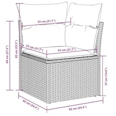 11-delige Loungeset met kussens poly rattan lichtgrijs