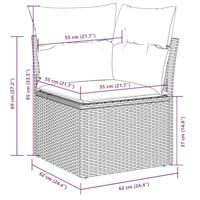 11-delige Loungeset met kussens poly rattan lichtgrijs - thumbnail