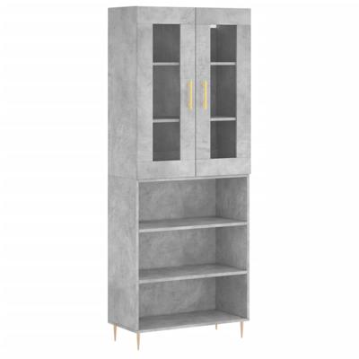 Hoge kast 69,5x34x180 cm bewerkt hout betongrijs