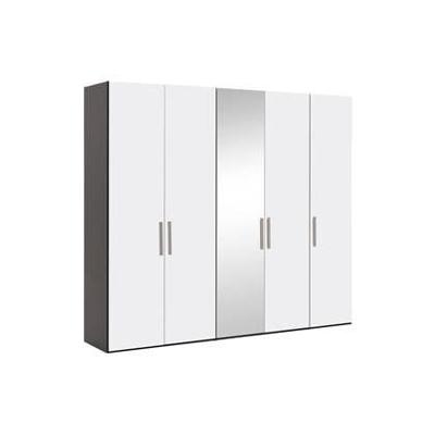 Goossens Kledingkast Easy Storage Ddk, Kledingkast 253 cm breed, 220 cm hoog, 4x draaideur en 1x spiegel draaideur midden