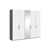 Goossens Kledingkast Easy Storage Ddk, Kledingkast 253 cm breed, 220 cm hoog, 4x draaideur en 1x spiegel draaideur midden - thumbnail
