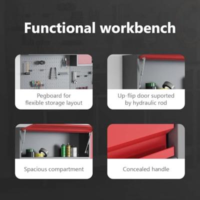 VidaXL Gereedschapskast set met plank 5 pcs rood gepoedercoat staal