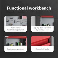 VidaXL Gereedschapskast set met plank 3 pcs rood gepoedercoat staal - thumbnail