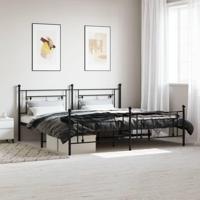 Bedframe met hoofd- en voeteneinde metaal zwart 193x203 cm - thumbnail