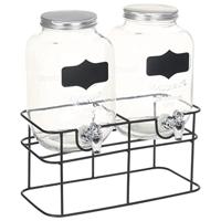 VidaXL Drankdispensers 2 st met standaard 2 x 4 l glas - thumbnail