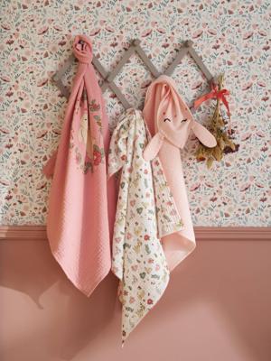Set van 3 luiers in katoenen gaas LAPIN ENCHANTÉ veel roze