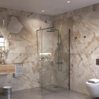 Sanivo Inloopdouche Ronde Hoek Glas 8mm Nano Coating Gunmetal Profiel met Stang (Alle Maten) - thumbnail