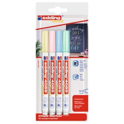 Edding 4085 Krijtmarker Pastelblauw, Pastelgeel, Pastelgroen, Pastelroze 1 mm, 2 mm