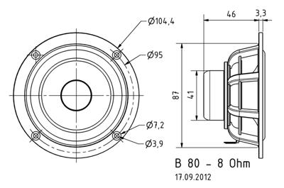 Visaton B 80 3.3 inch 8 cm Breedband-luidspreker 30 W 8 Ω