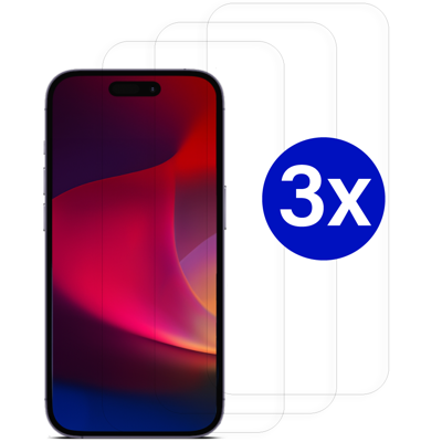 Triple Pack - Screenprotector geschikt voor iPhone 15 - Tempered Glass - Beschermglas - Glas - 3x Screenprotector - Transparant