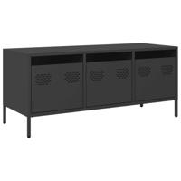 Tv-meubel 101,5x39x43,5 cm koudgewalst staal zwart - thumbnail