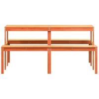 Picknicktafel 160x134x75 cm massief grenenhout wasbruin - thumbnail