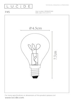 Lucide P45 - Filament lamp - Ø 4,5 cm - LED Dimb. - E14 - 1x3W 2700K - Transparant