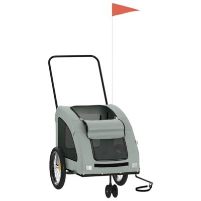 Hondenfietstrailer oxford stof en ijzer grijs - thumbnail