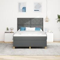 Boxspringbed met matras Donkergrijs 140x200 cm Stof - thumbnail
