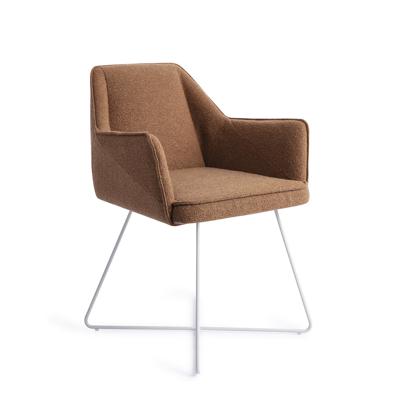 Jesper Home Eetkamerstoel 'Tome' Cross White, kleur Cinnamon Bun