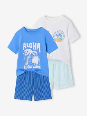 Set van 2 pyjamashorts surf blauw