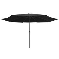 VidaXL Parasol met metalen paal 390 cm zwart - thumbnail
