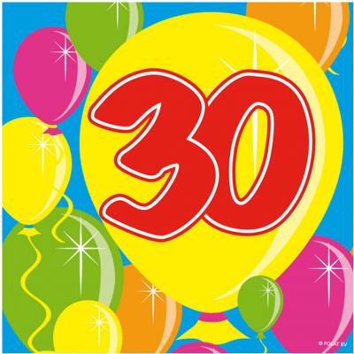 30 jaar servetten balloons - 20 stuks