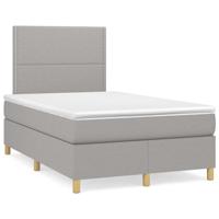 Boxspring met matras en LED stof lichtgrijs 120x190 cm - thumbnail