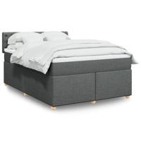 Boxspring met matras stof donkergrijs 140x190 cm - thumbnail