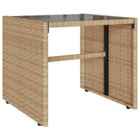 4-delige Loungeset met kussens poly rattan beige - thumbnail