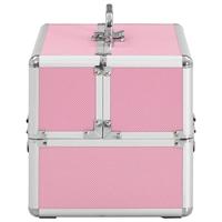 VidaXL Make-up koffer 22x30x21 cm aluminium roze - thumbnail