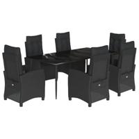 7-delige Tuinset met kussens poly rattan zwart - thumbnail
