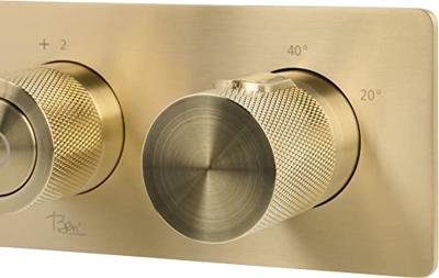 Ben Engraved Cross thermostaat afbouwdeel met omstelrichting geborsteld messing pvd