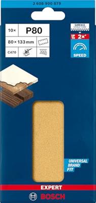Bosch Accessories EXPERT C470 2608900879 Oscillerend schuurpapier Geperforeerd Korrelgrootte (num) 80 (l x b) 133 mm x 80 mm 10 stuk(s)