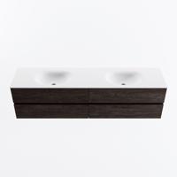 MONDIAZ VICA 190cm badmeubel onderkast Dark Brown 4 lades. Wastafel MOON dubbel zonder kraangat, kleur Talc. - thumbnail