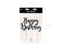 Cake topper Happy Birthday Zwart - thumbnail
