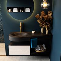 MONDIAZ RIVA 120cm badmeubel onderkast / planchet kleur Underlayment met 1 lade. Wastafel DULCET links 1 kraangat kleur Urban. - thumbnail