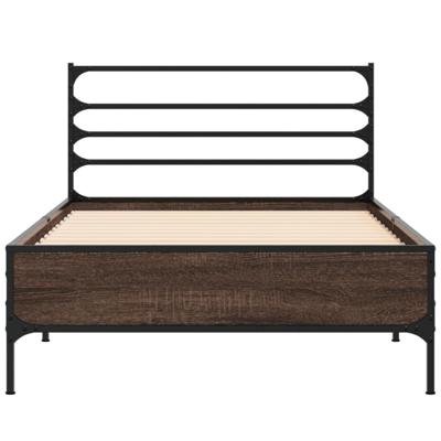 Bedframe bewerkt hout metaal bruin eikenkleur 120x190 cm