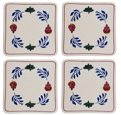 Boerenbont Pannen Onderzetter 20x20cm Aardewerk set van 4 Boerenbont Pannen Onderzetter 20x20cm Aardewerk set van 4