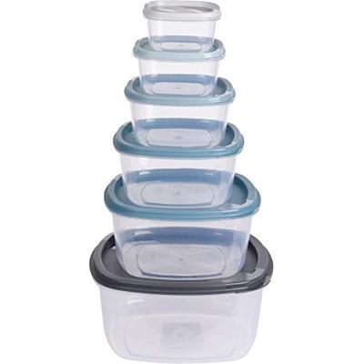 Excellent Houseware Voorraaddozen 6-delig Blauw/Grijs/Transparant