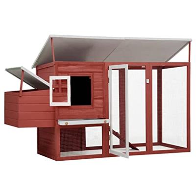 VidaXL Kippenhok met nachthok hout rood