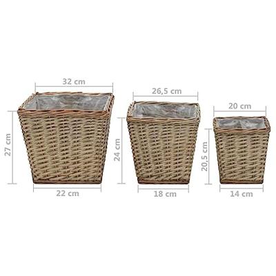 VidaXL Plantenbakken verhoogd 3 st wicker met pe-voering VidaXL Plantenbakken verhoogd 3 st wicker met pe-voering