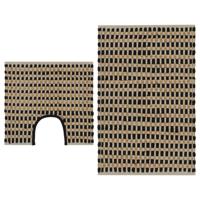 VidaXL Badmattenset handgeweven jute en stof naturel en zwart - thumbnail