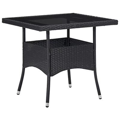3-delige Tuinset poly rattan en gehard glas zwart - thumbnail