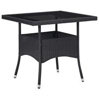3-delige Tuinset poly rattan en gehard glas zwart - thumbnail