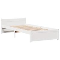Bed met boekenkast zonder matras grenenhout wit 90x200 cm - thumbnail