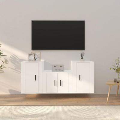 3-delige Tv-meubelset bewerkt hout wit